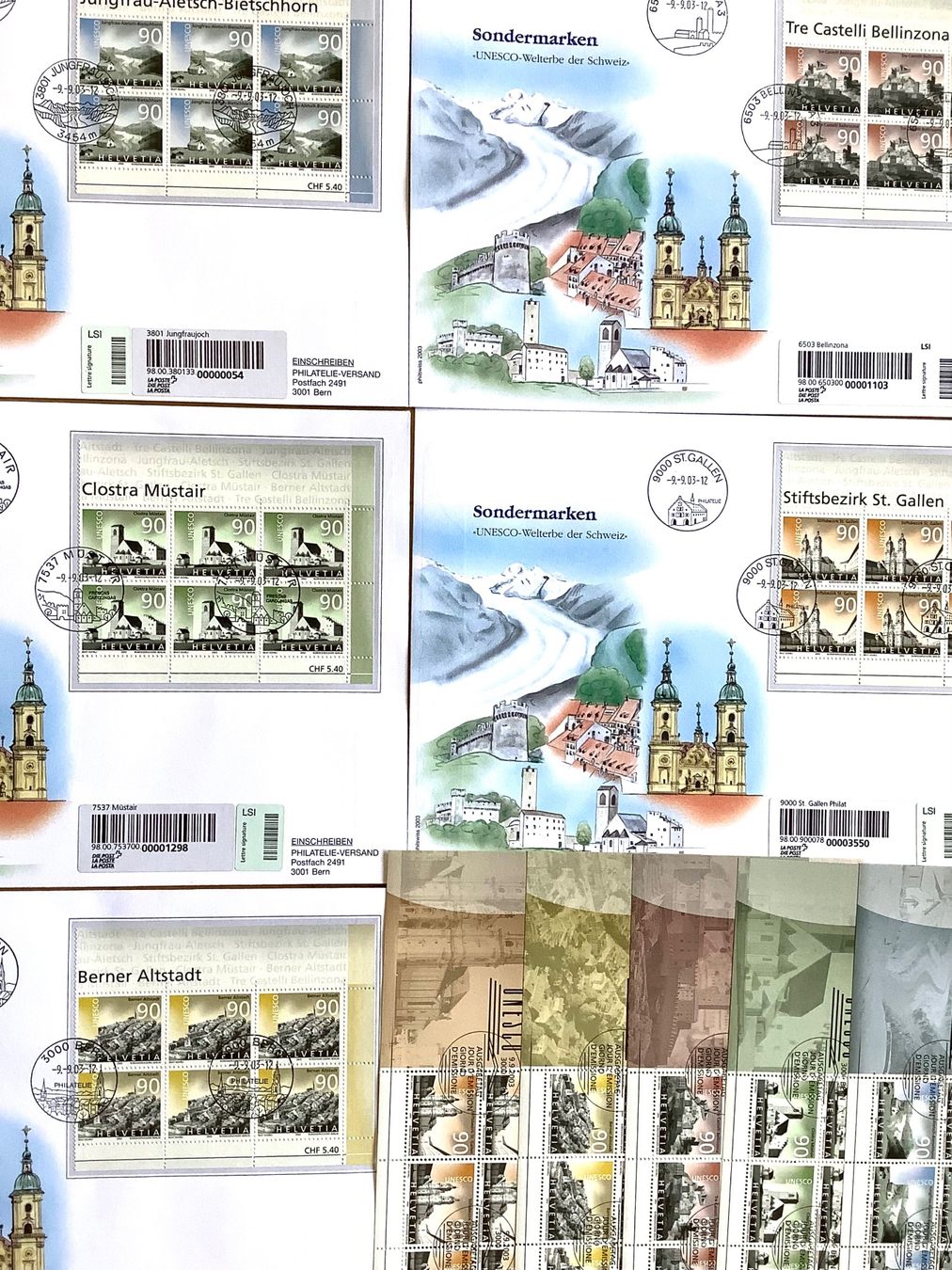 Tutti i francobolli: 2003 UNESCO - FDC Grossbriefe  Ortstempel + Bogensatz ET – Nuovo (secondo la descrizione) da Liestal venduto da Skunk02 1