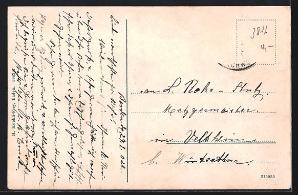 Cartoline postali: Baden, Landvogteischloss mit gedeckter B – Usato da Berlin venduto da bartko-reher 1