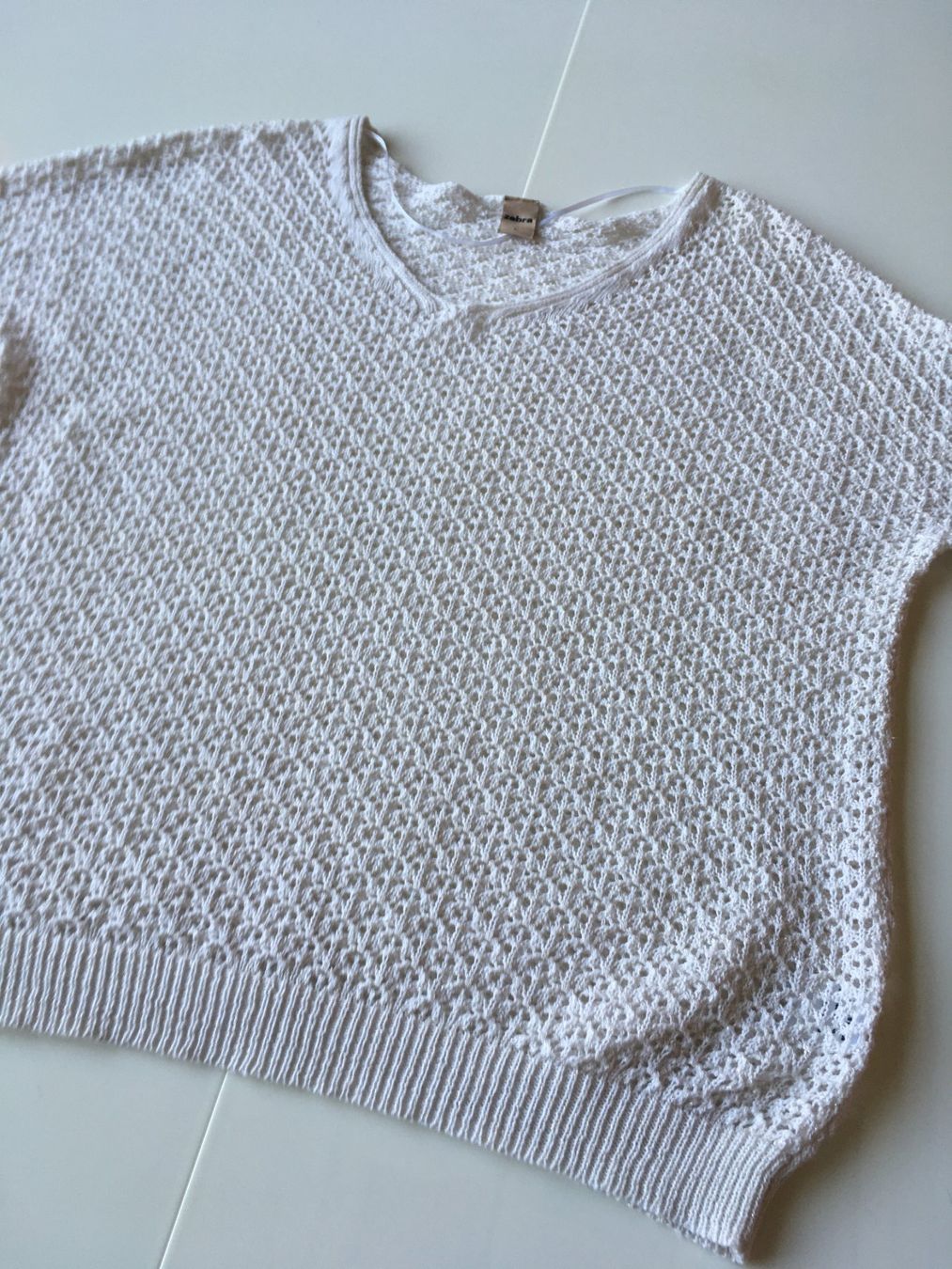 Zebra Top: Pull d'été ajouré blanc - L - 87% coton – Usato da Troinex venduto da Irisglo 3