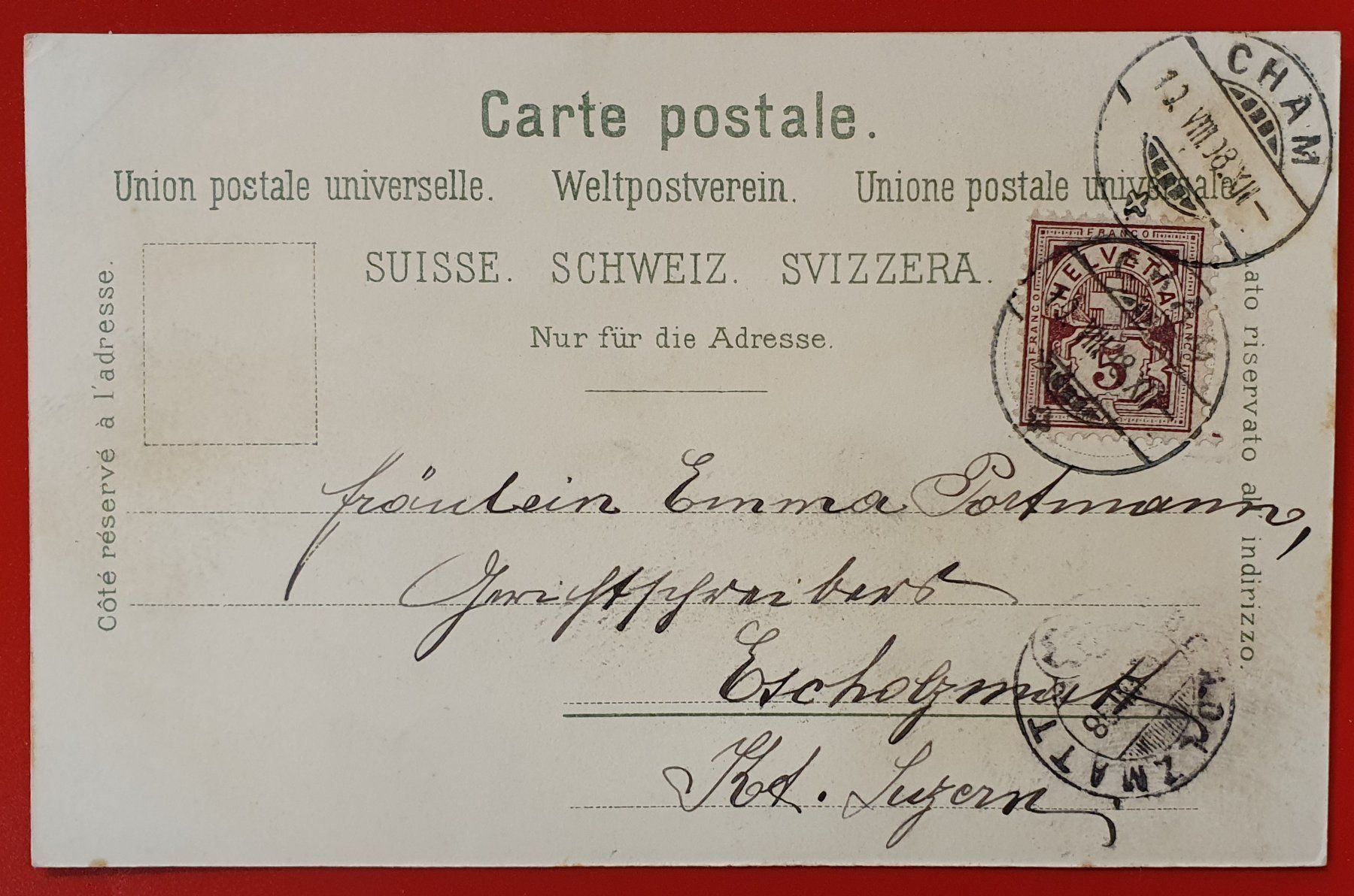 Cartoline postali: Gruss aus Cham 1898 – Usato da Kreuzlingen venduto da Rschweiz1 1
