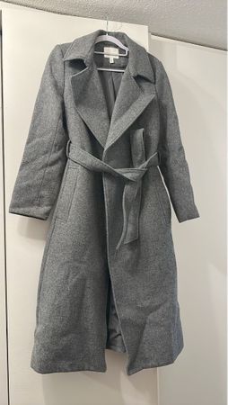 Damen Mantel grau Grösse 38 H&M mit Bindegürtel