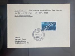 Schweiz 1947 Sonderstempel Züka 100 J. Eisenbahn 30 Brief