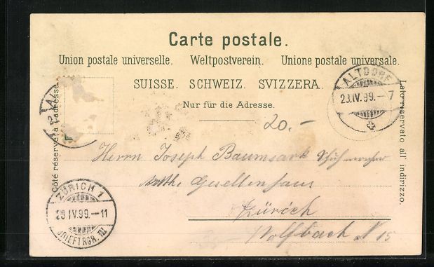 Cartoline postali: Litho Altdorf, Telldenkmal, Ortsansicht – Usato da Berlin venduto da bartko-reher 1