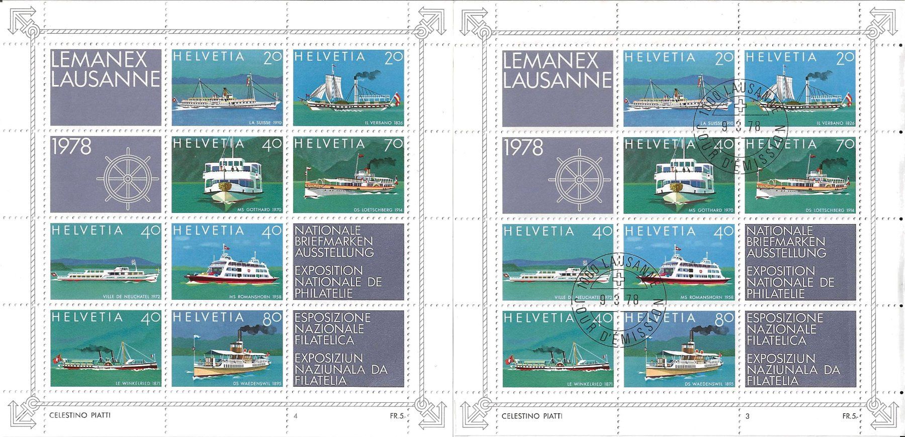 Tous les timbres: 2 Blocks LEMANEX 1978 – D'occasion à Zürich par Philacat11