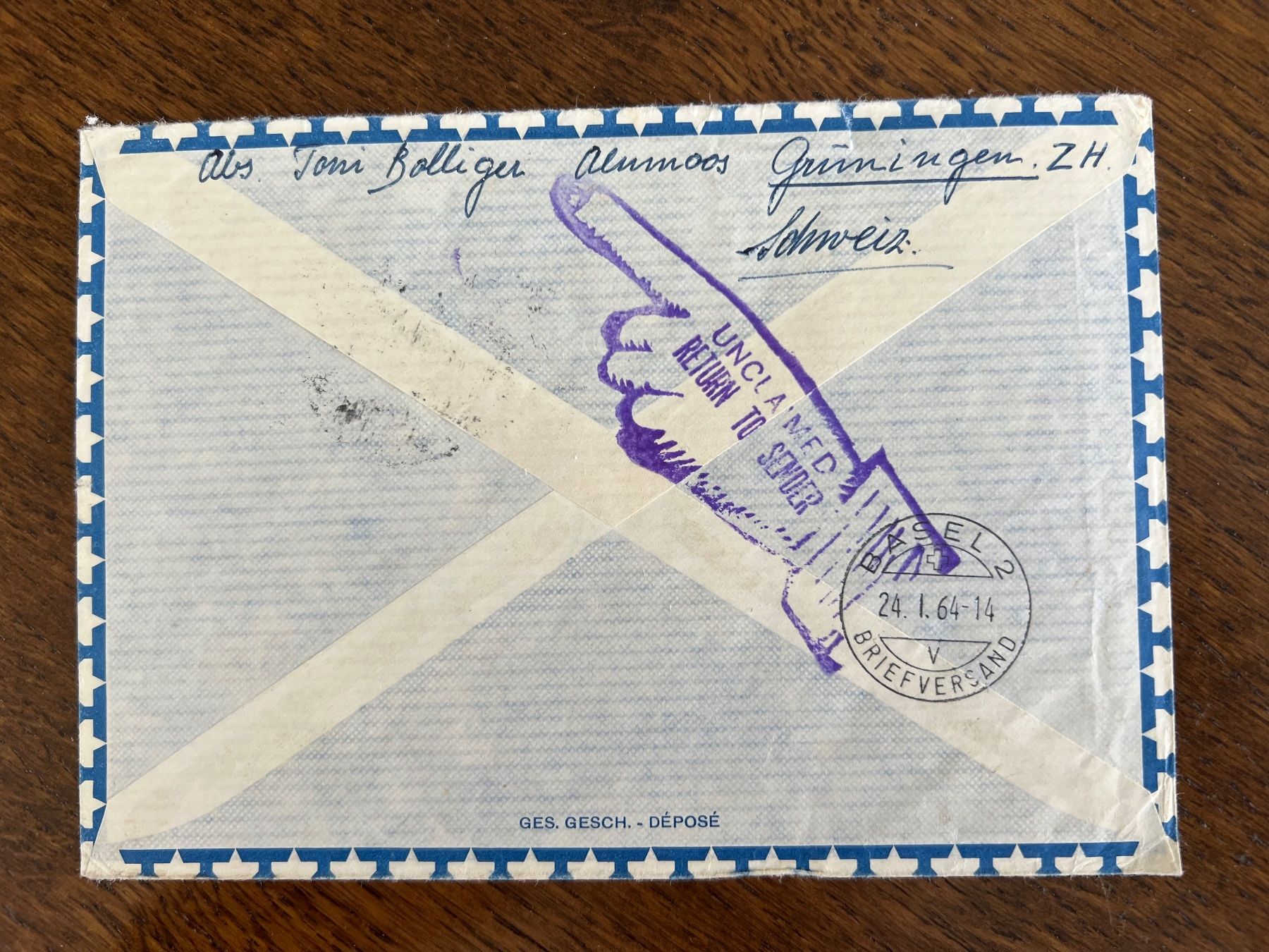 Tutti i francobolli: Luftpost-Brief nach Australien – Usato da Grueningen venduto da ant_qb8l 1