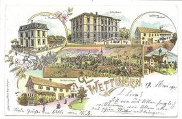 Gruss aus Wettingen (AG) Schulhaus - Friedheim - Litho  1902