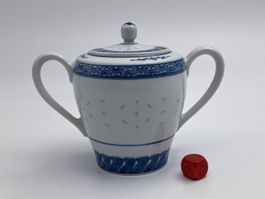 Zuckerdose Grain de Ris Dekor Kobaltblau Unterglasur China