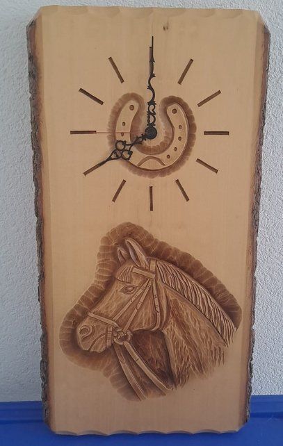 Orologi: Wand- Uhr mit Pferd & Hufeisen – Usato da Zetzwil venduto da Sonneblueme987