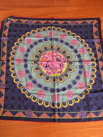 Versace Silk Scarf - Bold Geometric Pattern - Autumn Style