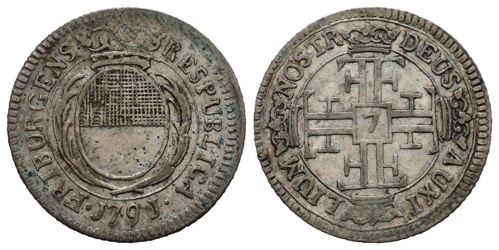 Alle Münzen: Freiburg 7 Kreuzer 1791   /2774 – Gebraucht aus Trimbach von Solothurn1