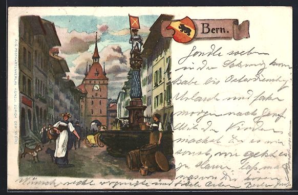 Cartoline postali: Litho Bern, Strassenpartie am Tor mit Br – Usato da Berlin venduto da bartko-reher