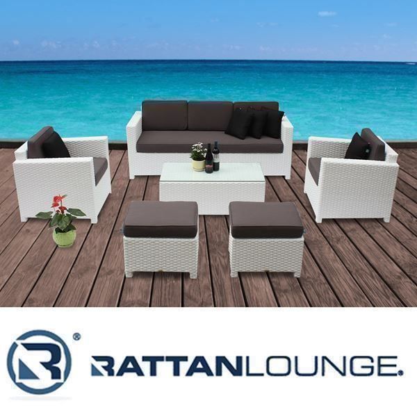 Divani: Diamond 3er Outdoor Lounge weiss – Nuovo e nell'imballaggio originale da Bern venduto da rattan-lounge