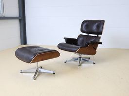 Eames Lounge Chair von Vitra, Braunes Leder