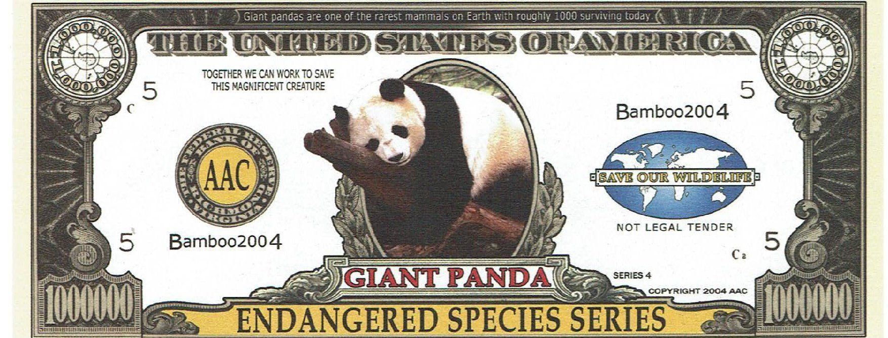 Billets de banque: USA Fantasynote 2004 Panda UNZ – Neuf (Voir description) à Steffisburg par ber_8htf