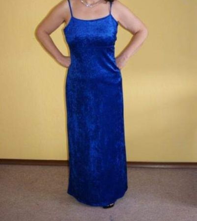 Damen Abendkleid Samt blau bodenlang guter Zustand 38/40