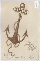 Bonne Annee 1905 - Gold-Anker - Präge-Litho