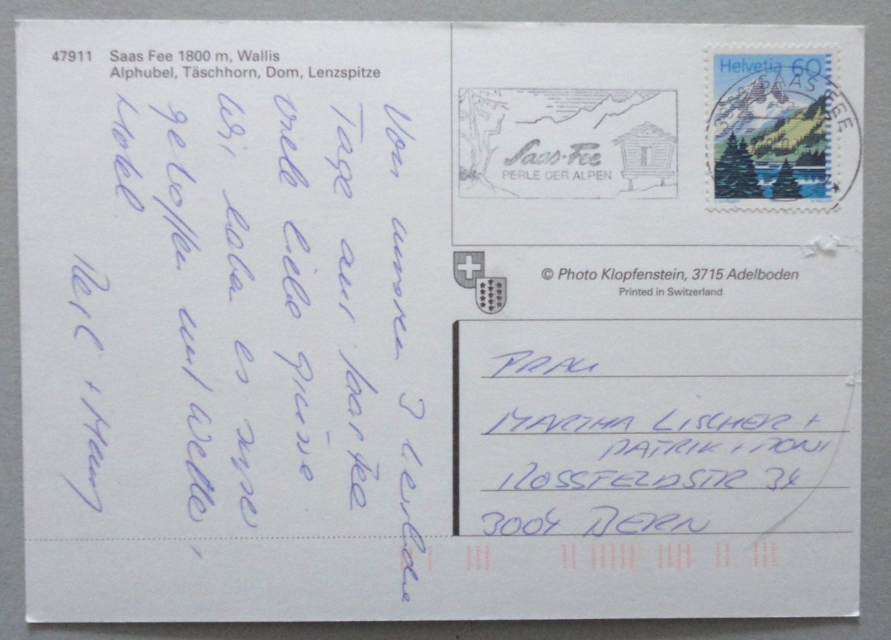 Cartoline postali: Sass Fee 1800 m – Difettoso da Fétigny venduto da Billy2miny 1