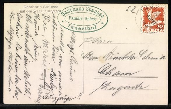 Cartoline postali: Innerthal, Gasthaus Stausee mit den Wäg – Usato da Berlin venduto da bartko-reher 1