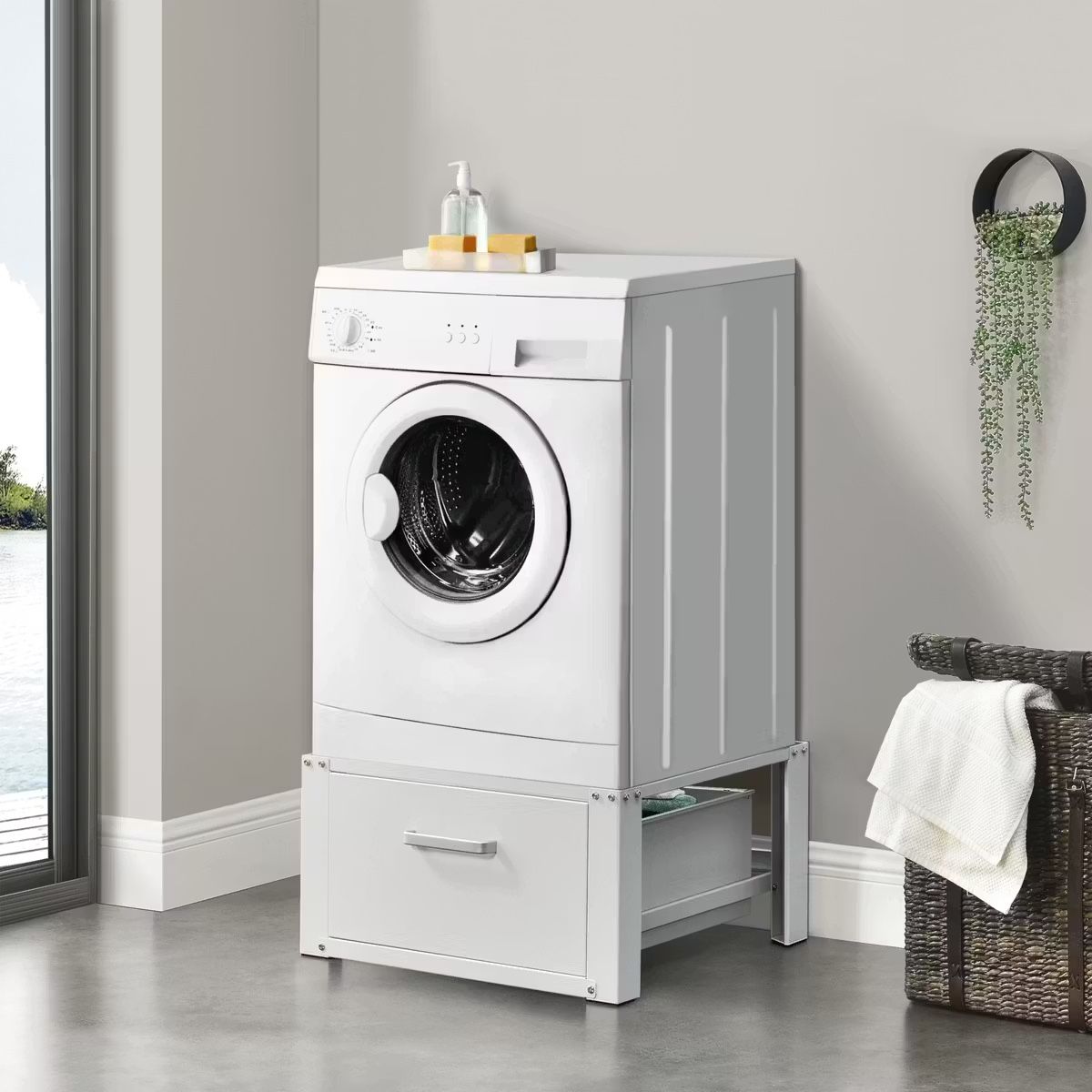 Socle pour lave-linge avec tiroir blanc 63x54x31 cm (Neu (gemäss ...