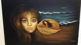 "Frau am Meer" Samt-Gemälde