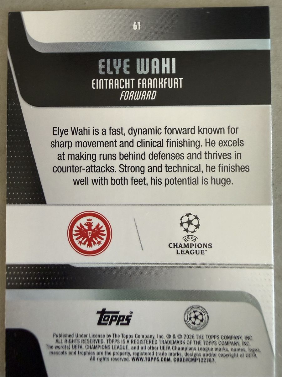 Topps Carte collezionabili: Topps UCC Elye Wahi Eintracht Frankfurt green – Nuovo (secondo la descrizione) da Münsingen venduto da SERGINHO83 1
