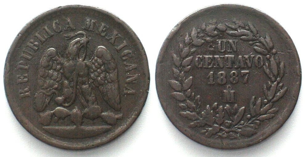 Tutti le monete: MEXICO. 1 Centavo 1887 Mo, copper, VF – Usato da Riehen venduto da sesambestcoins2004