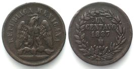 MEXICO. 1 Centavo 1887 Mo, copper, VF