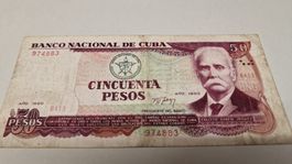 50 Pesos Kuba Geldschein, Jahr 1990, Top Zustand!