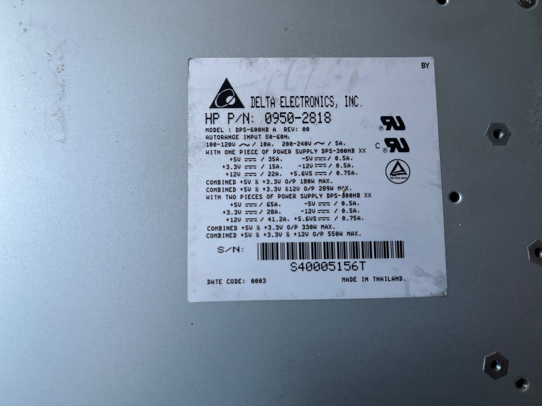 Hewlett Packard Server: Alimentation DPS 600 HB HP pour serveur – Difettoso da Penthalaz venduto da salvodj 3