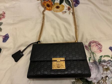 Gucci Black Guccissima Medium Padlock Shoulder Bag