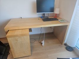 Bürotisch 3-teilig aus Holz 150 x 65 cm inkl. Kommodo