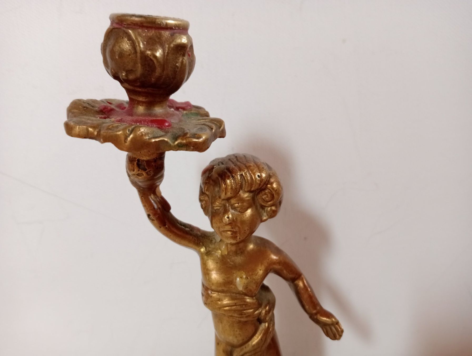 Portacandele: Antiker Kerzenständer Putte Figur Messing 837 Gramm – Usato da Oberdorf BL venduto da Barocki888 4