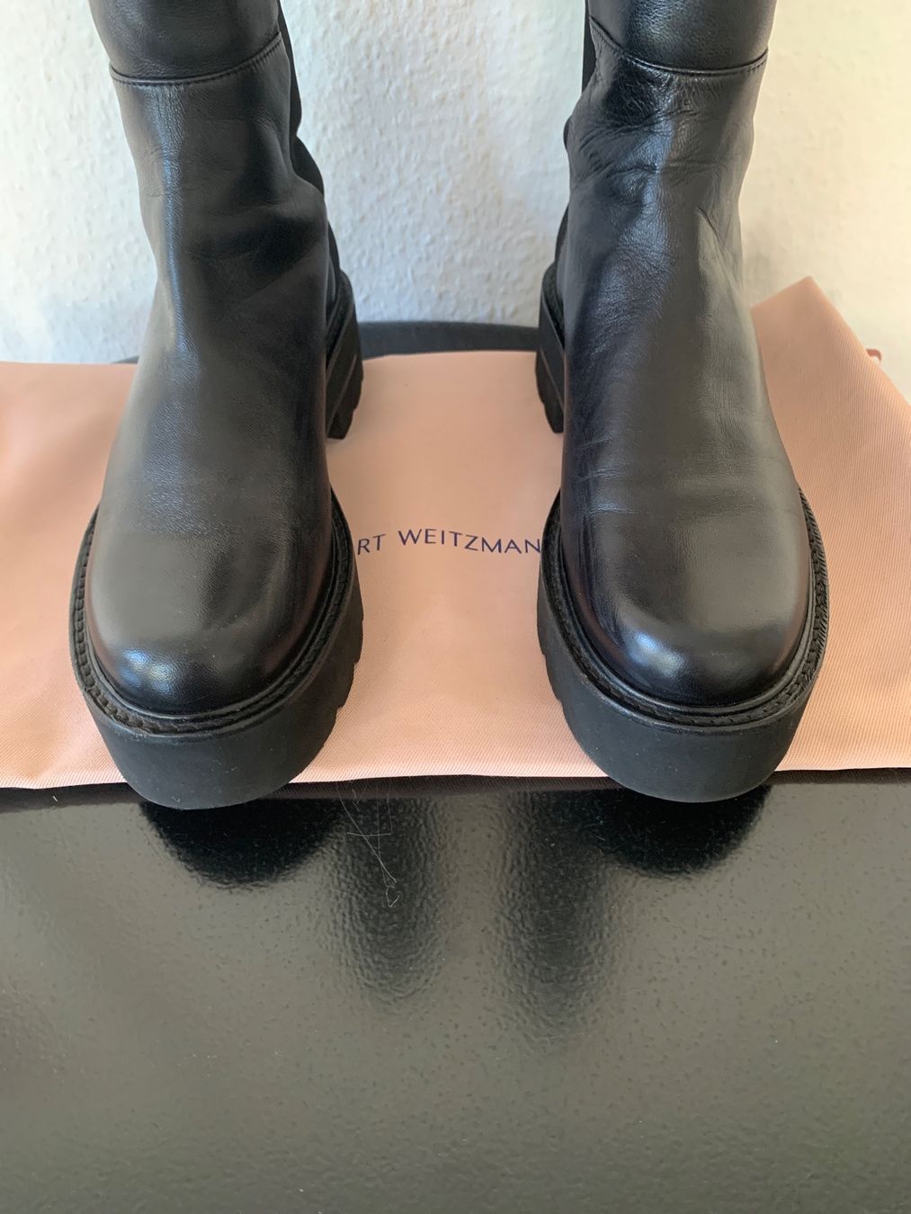 Stuart Weitzman Chaussures femmes: Stuart Weitzman: Edle schwarze Overknee Lederstiefel, 37 – D'occasion à Luzern par designluzern 1