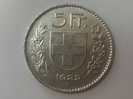 5 CHF 1922 Helvetia Fünfliber/Silber Münze Franken