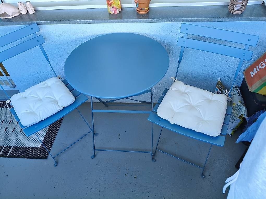 Set di tavolo e panche: Bistroset 3-teilig Blau – Usato da Heimberg venduto da Bombele
