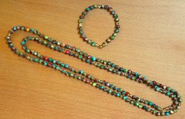 Halskette Armband Meeressediment Jaspis, 18 k vergold. Teile