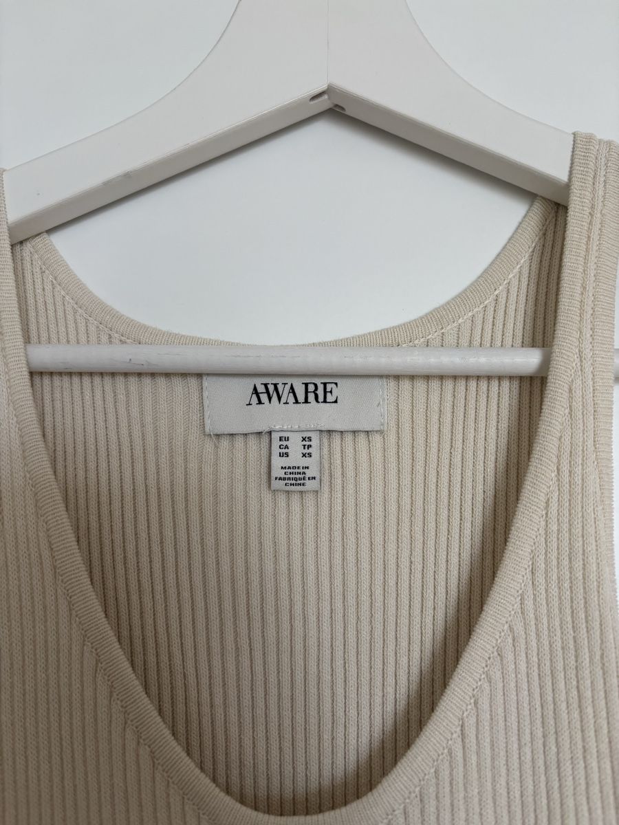 Kleider: Aware Maxikleid Beige Rippstrick – Gebraucht aus Oberhofen Thun'see von janine.70 1