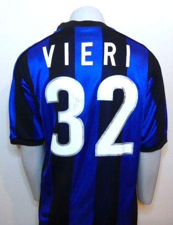 Home, Inter 1999-2000, 32 Vieri signé, vintage foot shirt