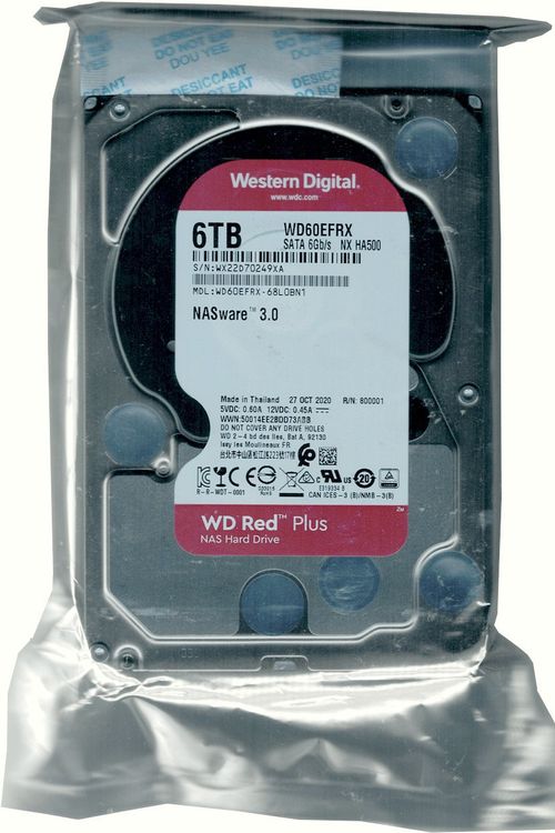 WD Red Plus 6TB WD60EFRX-68L0BN1 (CMR) Disque dur NAS, Neuf