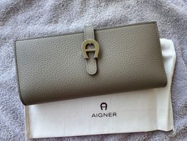 Aigner Portemonnaie Leder Grau Damen neu