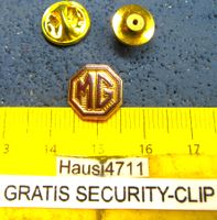 MG AUTO LOGO GEPRÄGT GOLDIG SCHNUCK-PIN mit SECURITY-CLIP