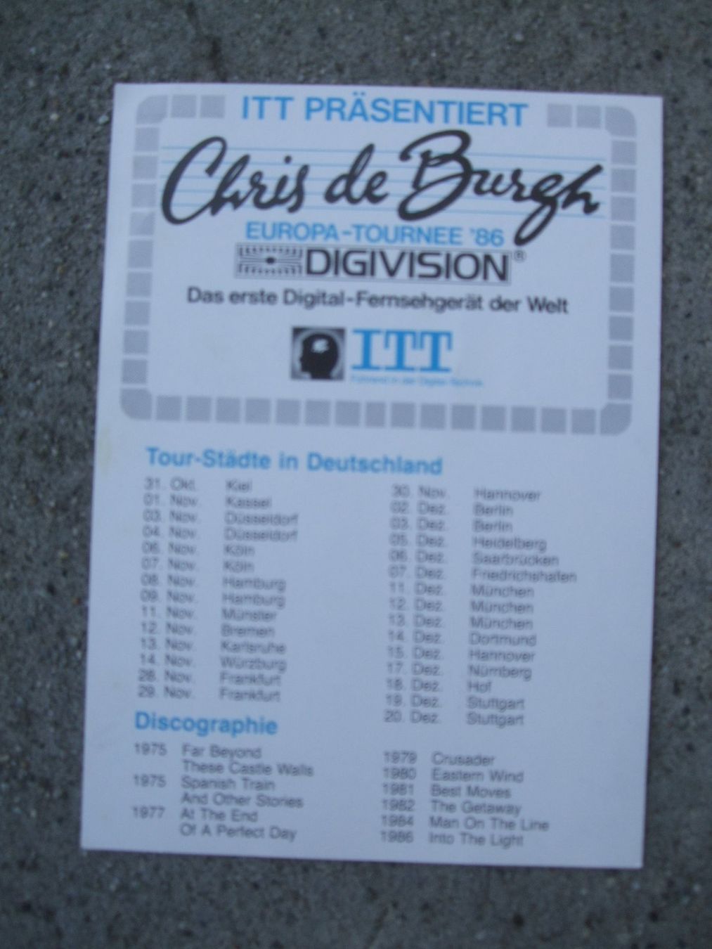 Autografi: CHRIS DE BURGH AK 80-POP AUTOGRAMMKARTE – Usato da Schachen b. Reute venduto da Dzestar 1