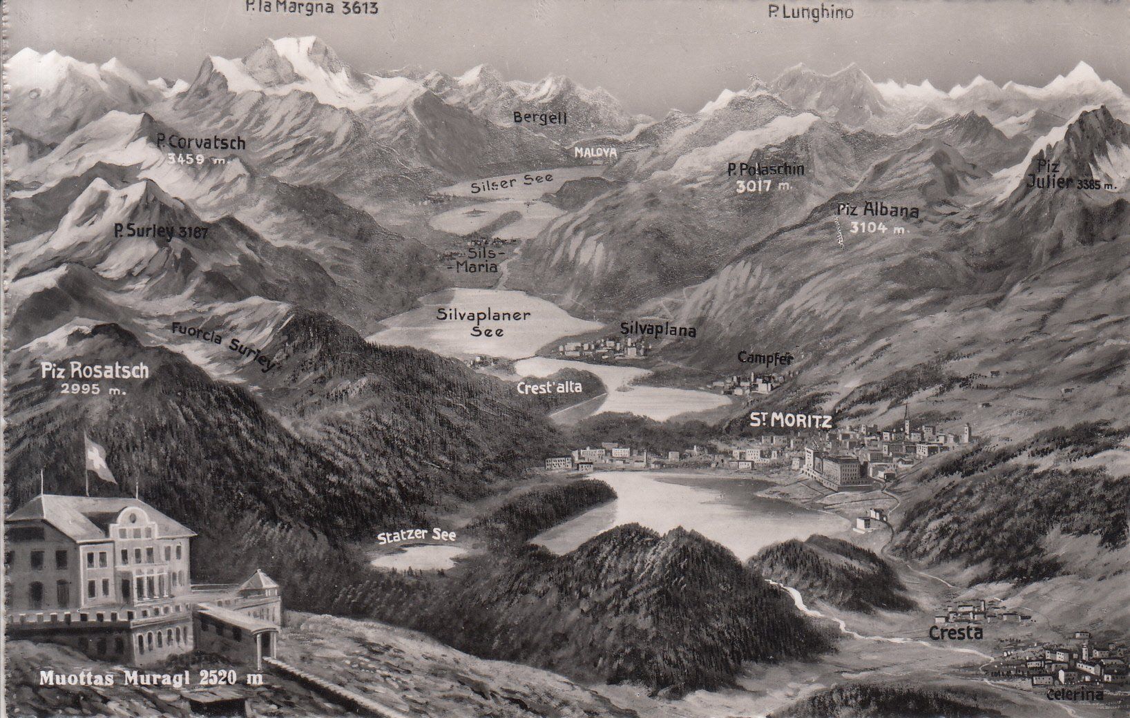 Cartoline postali: Muottas Muragl, ca. 1950 – Usato da Bürglen TG venduto da StampGraf