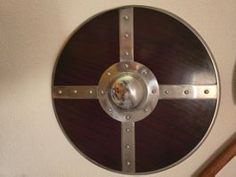 Schild Wikinger Deko Metall Holz dunkel Neu