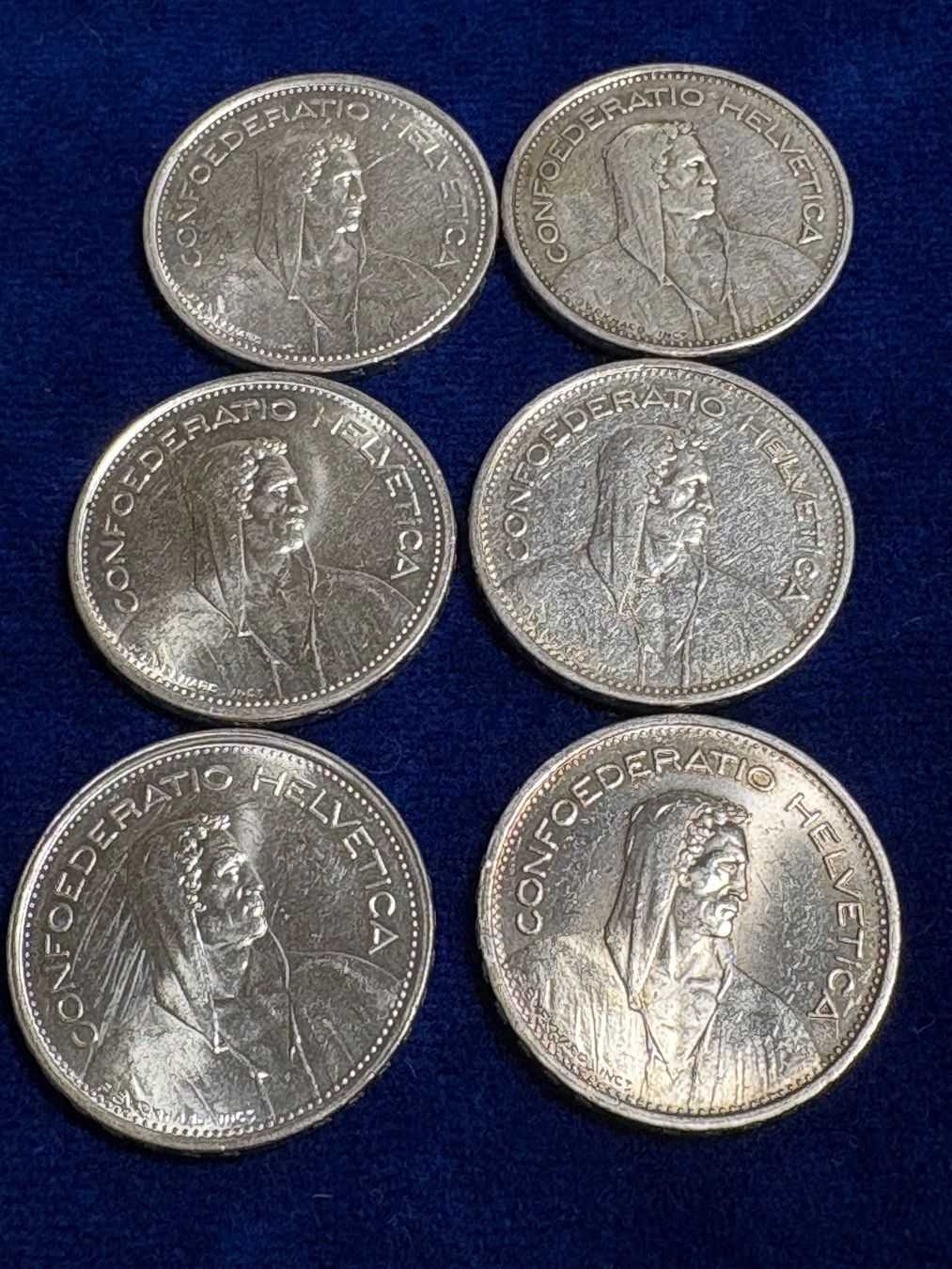 Toutes les monnaies: 6 x 5.- Franken Alls 835 Silber – D'occasion à St. Peterzell par verena40 1