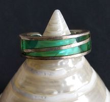 MODERNER RING IN 925 SILBER GRÜN TRANSPARENT