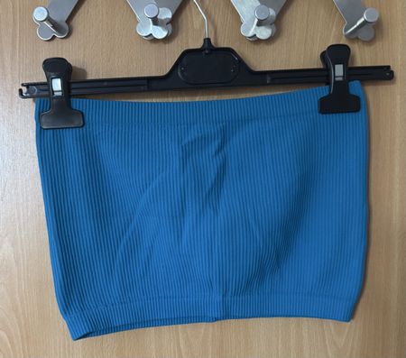 Top bandeau côtelé bleu