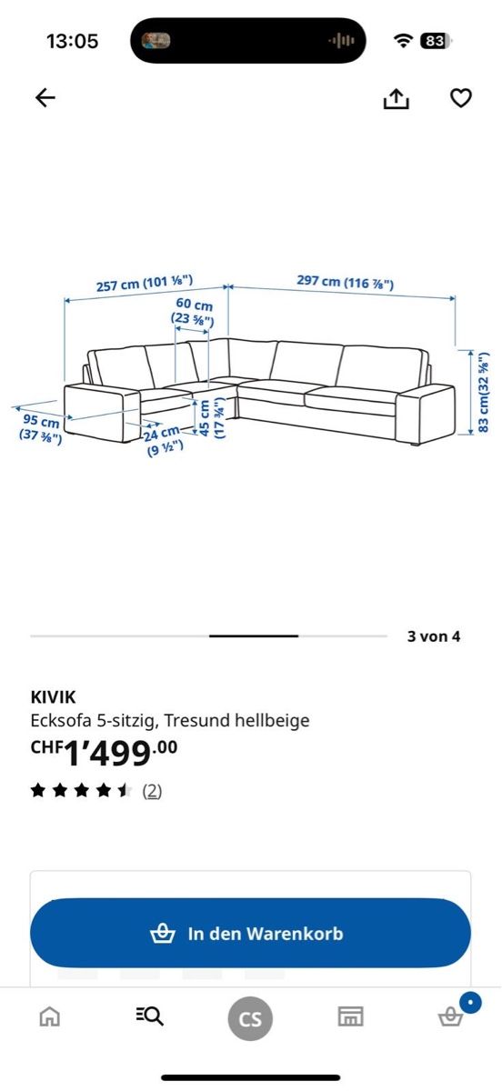 Divani: Ecksofa grau Ikea Kivik – Usato da Wettswil venduto da d5patrit 6