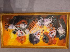 Originelles Ölbild "Clowns" / Lucien Desmedt, Montmartre