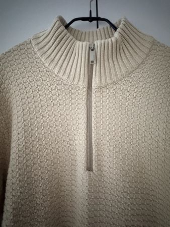 Half Zip Strick Pullover beige Gr. M Baumwolle